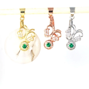 18k gold plated bail connectors for pendants with green gemstones and sparkling crystals