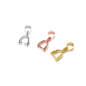 Three-color pinch bails for pendant necklaces in silver, gold, and rose gold finishes