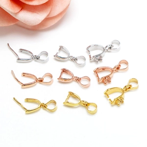 Copper Pinch Bails For Jewelry Making Gold Rose Gold Silver Plated Pendant Clasp DIY Necklace Components Accessories Rhinestone