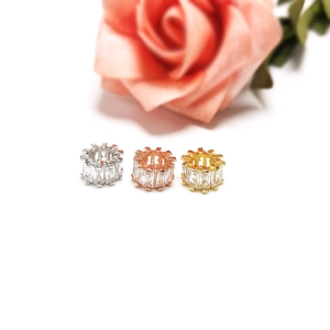 Set de tres cuentas espaciadoras de circón en plata, oro rosa y oro para joyería artesanal