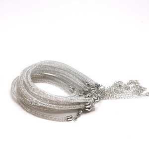 Sparkling silver mesh tube bracelets with crystals and adjustable lobster clasp