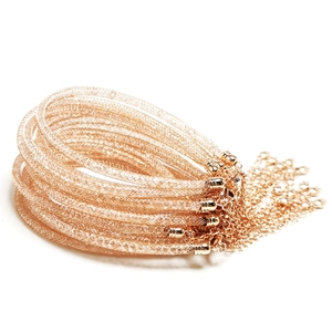 Rose gold multi-layer mesh bracelets with lobster clasp and sparkling crystals