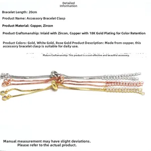 Verstellbare 20cm Armbandketten aus 18K vergoldetem Kupfer mit Zirkonia-Steinen