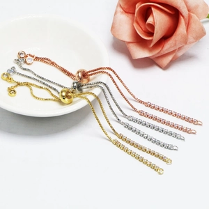 DIY Verstellbare Armband-Komponente Kupfer 18K Vergoldet Micro Inlaid Zirkonia Box Kette Für Schmuckherstellung Damen Zubehör