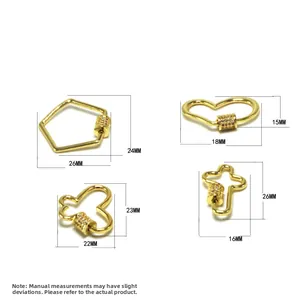 Macro shot of gold-plated geometric carabiner clasps with micro-pave zircon detailing