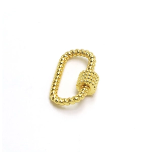 Macro detail of a twisted rope texture metal screw clasp for DIY jewelry designs