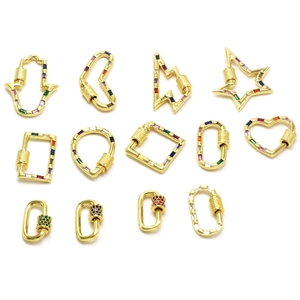 Rainbow CZ micro paved heart star heart connectors for DIY jewelry making