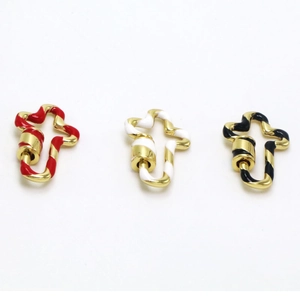DIY colorful enamel screw clasps for necklaces and bracelets in red, white and black gold