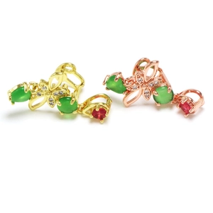 Eleganter Kupfer Blumen Strass Anhänger Schlaufenverschluss DIY Halskette Schmuckzubehör Gold Roségold Zubehör