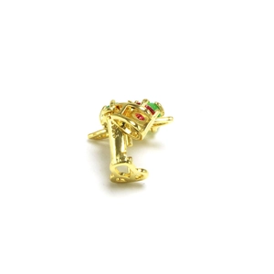 Goldene S925 Sterlingsilber Anhängerschlaufe mit roten und grünen Edelsteinen
