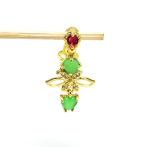 Eleganter vergoldeter Blumenanhänger mit lebendigen Rubin- und Smaragdedelsteinen und Kristallen