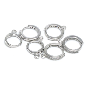 Silver earring hoops and leverback findings set for DIY jewelry making with zircon stones