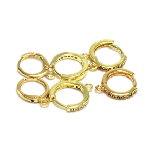 Copper DIY Earring Hooks Rhinestone Inlaid Leverback Earring Findings For Jewelry Making Gold Platinum Hoop Earring Components