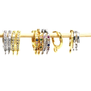 DIY earring finding components in gold and silver with zircon stones and small hanging loops
