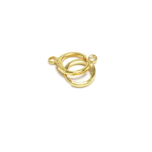 Macro detail of golden metal lever-back earring hooks with hanging loops for jewelry making