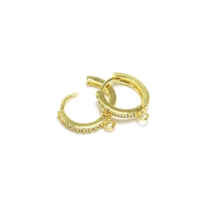 Gold plated earring hoops with micro-pave cubic zirconia and hanging loop for DIY jewelry