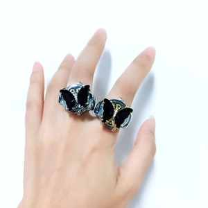 Bague Montre Papillon Vintage à Clapet pour Femme Élégante Montre de Doigt en Alliage avec Strass Bijoux de Mode