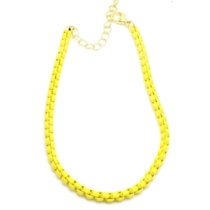 Collar bohemio dopamina de esmalte amarillo brillante con cierre de mosquetón