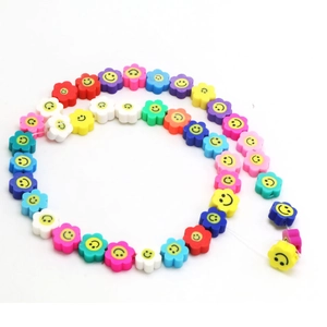 Colorful floral smiley face beads for DIY jewelry making such as bracelets and necklaces