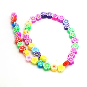 Colorful polymer clay flower beads for DIY jewelry making in various vibrant colors