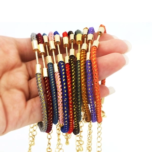 Adjustable nylon braided bracelets with gold metal buckle in multiple vibrant colors