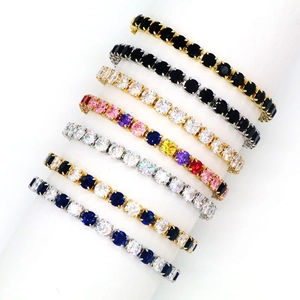 Zirconia tennisarmbanden in diverse kleuren met goud- en verzilverde basis voor dames