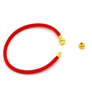 Bracciale intrecciato rosso con chiusure a vite placcate in oro e anima in acciaio