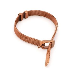 Rose gold Milanese mesh watch strap with adjustable buckle for men and women