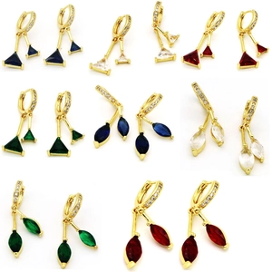 Pendientes de Borla Asimétricos Geométricos con Circonita para Mujer Joyería de Pendientes Colgantes de Cobre Chapado en Oro