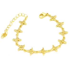 Vintage Armband mit 18K vergoldeten Schmetterlingsgliedern und Zirkonia Steinen