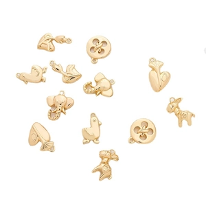 Gold plated cute elephant and animal button pendants for DIY jewelry making