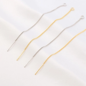 Minimalist Copper Gold Plated Ear Threaders With 925 Sterling Silver Earring Post For DIY Jewelry Making Findings Accessories