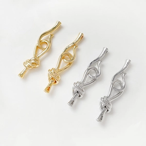 14K Vergoldetes Kupfer Knoten Knebelverschluss Verbinder Für Künstliche Perlenkette Armband DIY Schmuckherstellung Zubehör