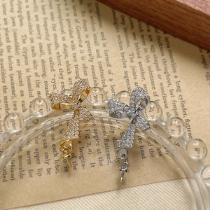 Bowknot jewelry pendant with sparkling cubic zirconia for DIY earring accessory making