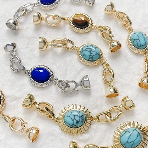 Connettore per gioielli placcato oro 18k con pietre naturali per creazione di collane DIY