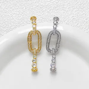 Chiusure ovali in oro e argento con zirconi per creazioni di gioielli fai-da-te