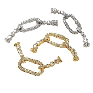 Gold and silver micro-pave zirconia connectors for DIY handmade jewelry bracelets