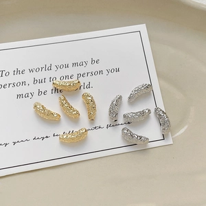 Lava texture gold and silver curved tube beads for DIY jewelry making accessories