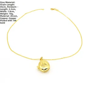 Detail view of heart locket necklace with dimensions 2.3x1.8cm and 45cm chain length