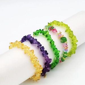 Pulseras de piedras de cristal natural irregulares en varios colores bohemios