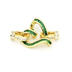 Golden heart-shaped zircon clasp for DIY jewelry, double heart interlocking connector