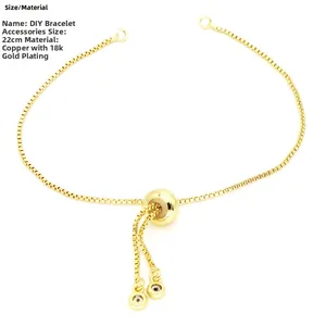 Bracciale a catena regolabile placcato oro 18 carati per gioielli fai da te 22cm