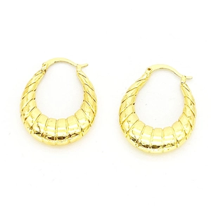 Boucles d'oreilles goutte géométriques plaquées or 18 carats à rayures horizontales
