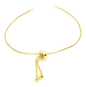 Bracelet ajustable en maille vénitienne plaqué or 18k avec fermoir coulissant boléro