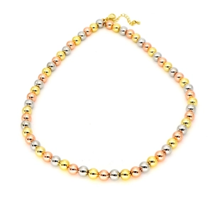 Retro Perlenkette in Gold Silber und Roségold mit verstellbarem Karabinerverschluss
