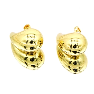 Minimalist golden hollow teardrop earrings with a high-polished mirror finish and reflections