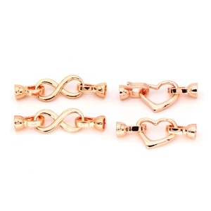 Chiusure per gioielli in oro rosa 18k a forma di cuore e infinito per collane