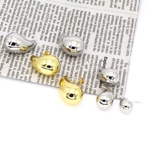 Fashion Copper Water Drop Stud Earrings Geometric Hollow Bean Shaped Mirror Polish Gold Silver Earrings For Women Daily Party Jewelry