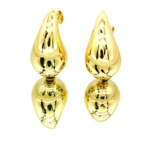 Polished gold water drop earrings with a sleek chunky teardrop design and mirror finish