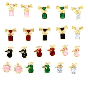 Vintage Kupfer Zirkonia Schleife Herz Ohrringe Elegante Quadrat Wassertropfen Anhänger Ohrstecker Für Damen Hochzeit Schmuck